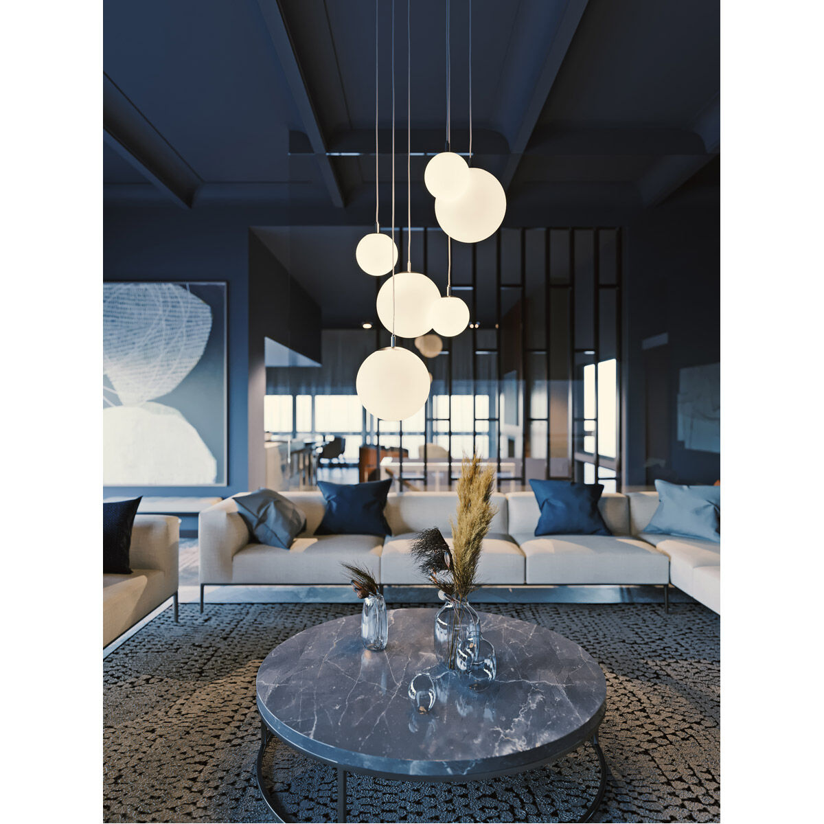 Loretto 3 Light 18 inch Satin Nickel Triple Round Pendant Ceiling Light